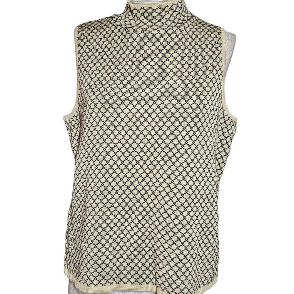 Tan and Black Mock Neck Sleeveless Sweater Size Large